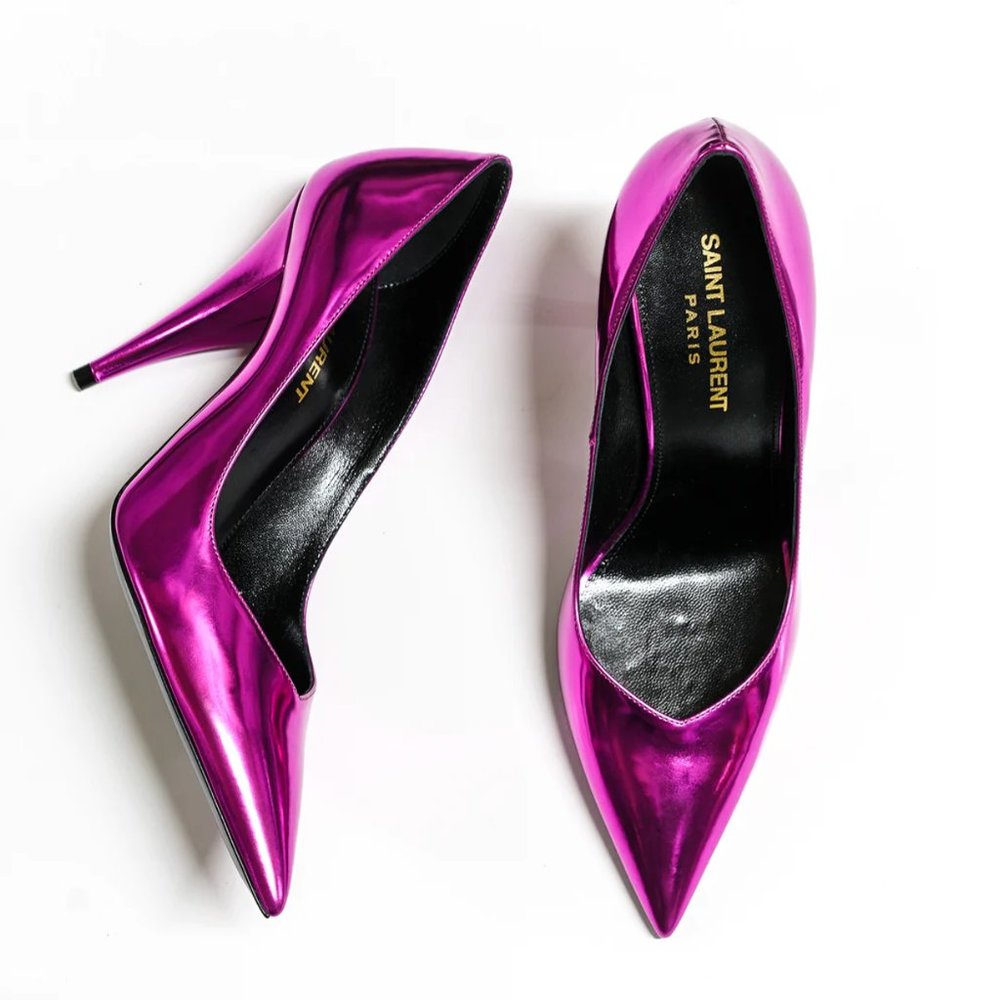 SAINT LAURENT 'Kiki 85' Metallic Fuchsia Pump